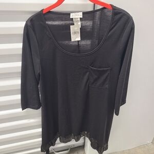 Fiona and Purple black long sleeve tee with sequin hem